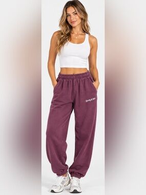 Sporty & Rich Classic Sweatpants Size S Plum Purple Faded Joggers Made USA